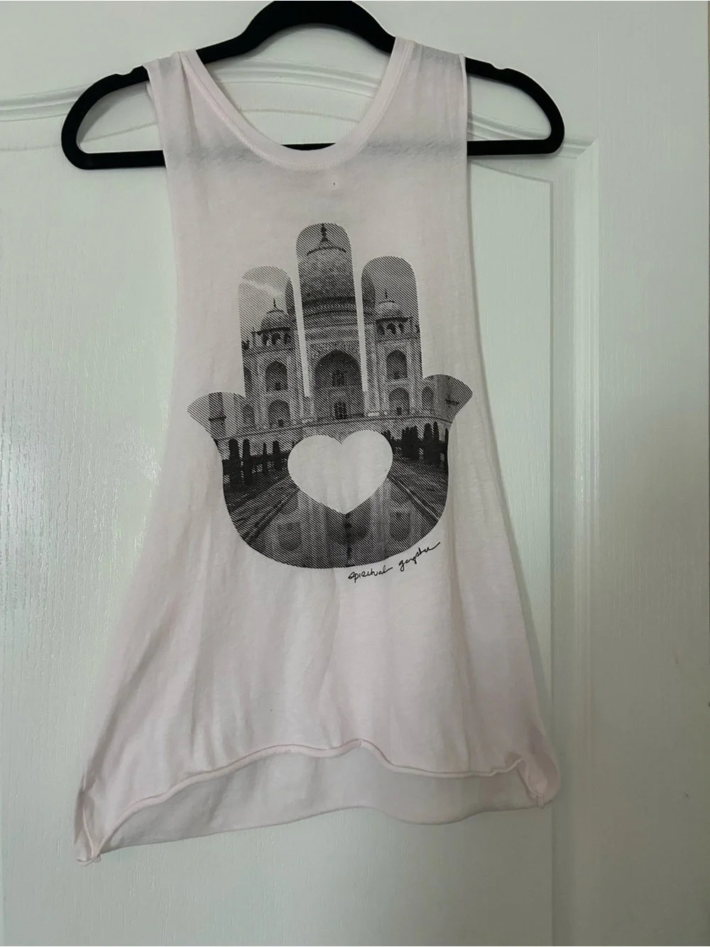 Spiritual Gangster Light Pink Graphic Muscle Tee - Picture 1 of 4